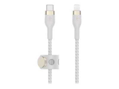 Belkin BoostCharge Pro Flex Braided USB Type C to Lightning Cable (1M/3.3FT), MFi Certified 20W Fast Charging PD Power Delivery for iPhone 14/14 Plus, 13, 12, Pro, Max, Mini, SE, iPad and More -White
