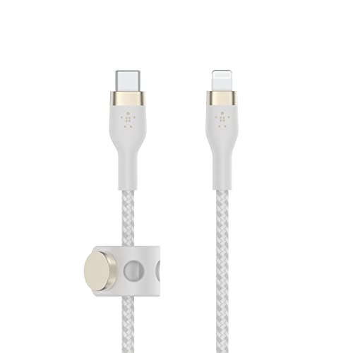 Belkin BoostCharge Pro Flex Braided USB Type C to Lightning Cable (1M/3.3FT), MFi Certified 20W Fast Charging PD Power Delivery for iPhone 14/14 Plus, 13, 12, Pro, Max, Mini, SE, iPad and More -White