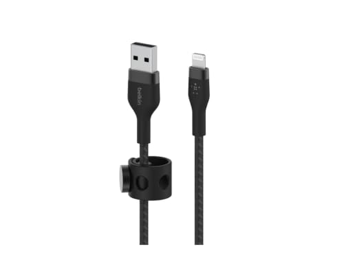 Belkin BoostCharge Pro Flex Braided USB Type A to Lightning Cable (1M/3.3FT), MFi Certified Charging Cable for iPhone 14/14 Plus, 13, 12, Pro, Max, Mini, SE, iPad and More - Black