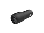 Belkin BOOST CHARGE Dual USB A Car Charger 24W + USB A to USB C Cable, Black, CCE001bt1MBK
