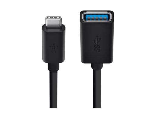 Belkin USB 3.0 USB-C to USB-A Adapter (USB-IF Certified, 5 Gbps, Compatible with MacBook, MacBook Pro), Black