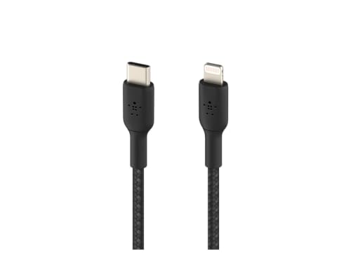 Belkin Braided USB-C to Lightning Cable (iPhone Fast Charging Cable for iPhone 14, 13, 12 or earlier) Boost Charge MFi-Certified iPhone USB-C Cable (1m, Black)