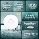 TP-Link EAP610 Access Point, AX1800 Wi-Fi 6 Dual Band Gigabit Wireless Access Points, Power Adapter included, Omada Mesh, Support PoE+Powered or DC, Mount to Wall or Ceiling, Free Software Control