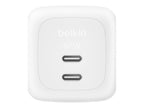 Belkin SmartProtect 2-Port USB C Charger 67W, Dual-Port GaN Charger, 2m USBC Cable Included, Fast Charging for MacBook, iPhone 17, iPad Pro, Chromebook, Galaxy S25 Ultra, Pixel 10 - White