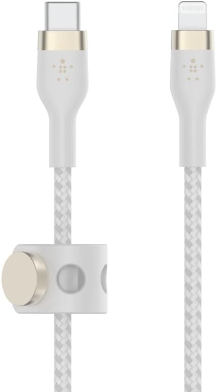 Belkin BoostCharge Pro Flex Braided USB Type C to Lightning Cable (1M/3.3FT), MFi Certified 20W Fast Charging PD Power Delivery for iPhone 14/14 Plus, 13, 12, Pro, Max, Mini, SE, iPad and More -White