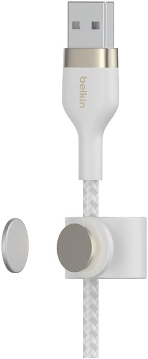 Belkin BoostCharge Pro Flex Braided USB Type A to Lightning Cable (3M/10FT), MFi Certified Charging for iPhone 14/14 Plus, 13, 12, Pro, Max, Mini, SE, iPad and More - White