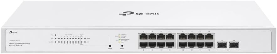 TP-Link Festa FS318G 18 Port Gigabit Smart Managed Network Switch - 16 RJ45 ports & 2 SFP slots, Free Cloud Access, Static Routing, Vlan, IGMP Snooping, rack-mountable, fanless, Does not work w/ Omada