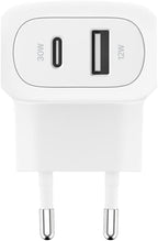 Belkin BoostCharge 42W Dual Port Wall Charger, USB-C + USB-A Charger Fast Charging for iPhone 15, 15 Plus, 15 Pro Max, 14, 14 Pro Max, 13, Galaxy S24, Plus, Ultra, iPad, AirPods & More - White