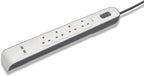 Belkin 4 Way 2 Meter Surge Protection Strip with 2 x 2.4 Ampere USB Charging