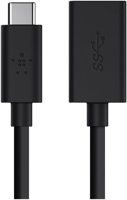 Belkin USB 3.0 USB-C to USB-A Adapter (USB-IF Certified, 5 Gbps, Compatible with MacBook, MacBook Pro), Black
