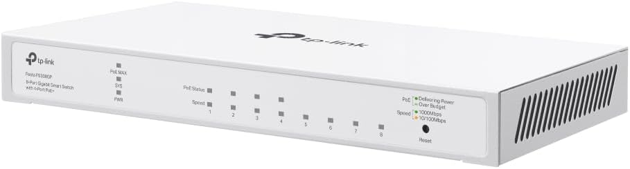 TP-Link Festa FS308GP 8 Port Gigabit Smart Managed PoE Switch 4 PoE+ Port @62W Self-Organizing Network Free Cloud Control Fanless Static Routing, Vlan, ACL, LAG Does not Work with Omada