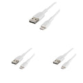 Belkin Lightning Cable (Boost Charge Lightning to USB Cable for iPhone, iPad, AirPods) MFi-Certified iPhone Charging Cable (White, 2m) (Pack of 3)