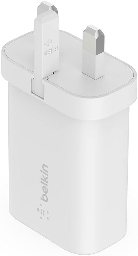 Belkin BoostCharge 25W Wall Charger with PPS, USB Plug with USB-C Power Delivery, Fast Travel USB Charger for iPhone 17, Air,, Samsung Galaxy S25, iPad, Pixel, tablets and more - White