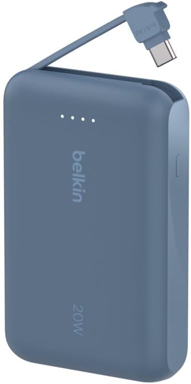 Belkin BoostCharge 10000mAh Power Bank with Integrated USB-C Cable - Blue