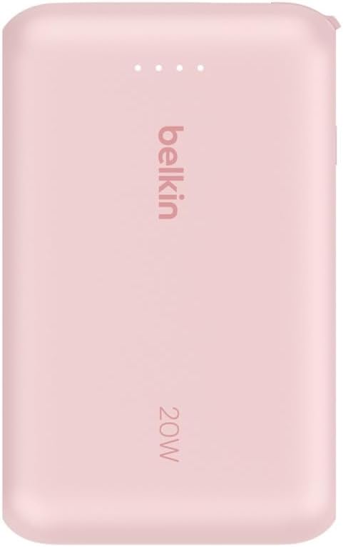 Belkin BoostCharge 10000mAh Power Bank with Integrated USB-C Cable - Pink