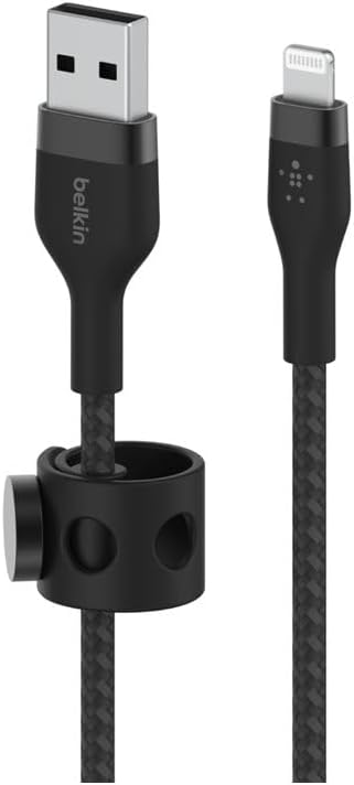 Belkin BoostCharge Pro Flex Braided USB Type A to Lightning Cable (1M/3.3FT), MFi Certified Charging Cable for iPhone 14/14 Plus, 13, 12, Pro, Max, Mini, SE, iPad and More - Black