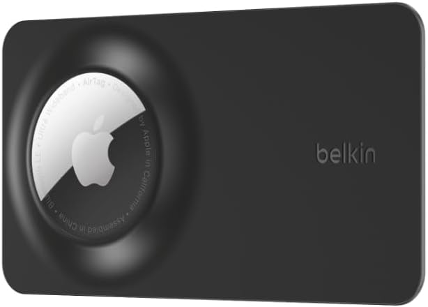 Belkin Apple AirTag Secure Wallet Insert, Thin AirTag Wallet Holder, Accessories for Apple AirTag - Ultra Slim & Flexible Credit Card Size Insert for Purse, Handbag, Pocket, Backpack - Black