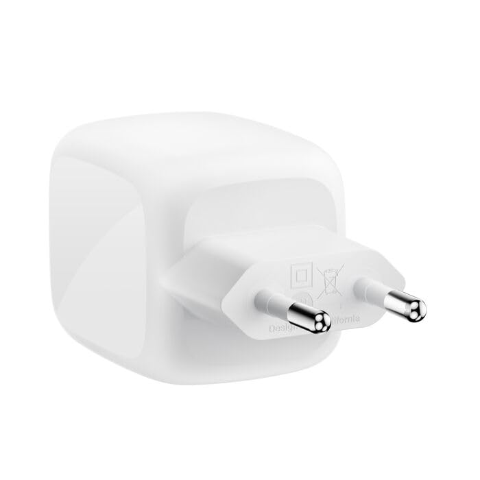 Belkin SmartProtect 2-Port USB C Charger 67W, Dual-Port GaN Charger, 2m USBC Cable Included, Fast Charging for MacBook, iPhone 17, iPad Pro, Chromebook, Galaxy S25 Ultra, Pixel 10 - White