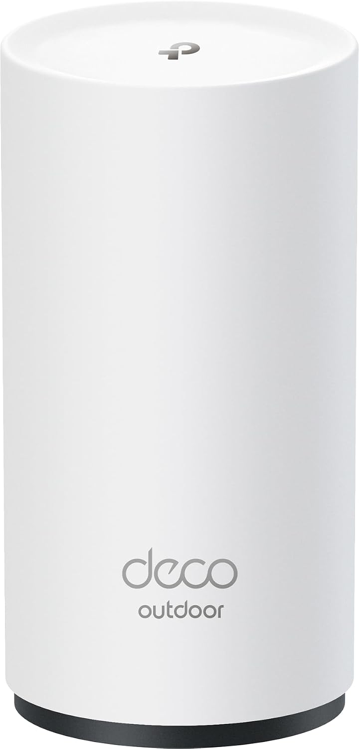 TP-Link Wi-Fi 7 Deco BE25-Outdoor Mesh WiFi BE3600Mbps, External Access Point, Dual-Band, 2 Ports 2.5Gbps, IP65, 4 Internal Antennas, Dust/Water Resistance, Pole/Wall, Alim. PoE/AC, Alexa, 1 Piece
