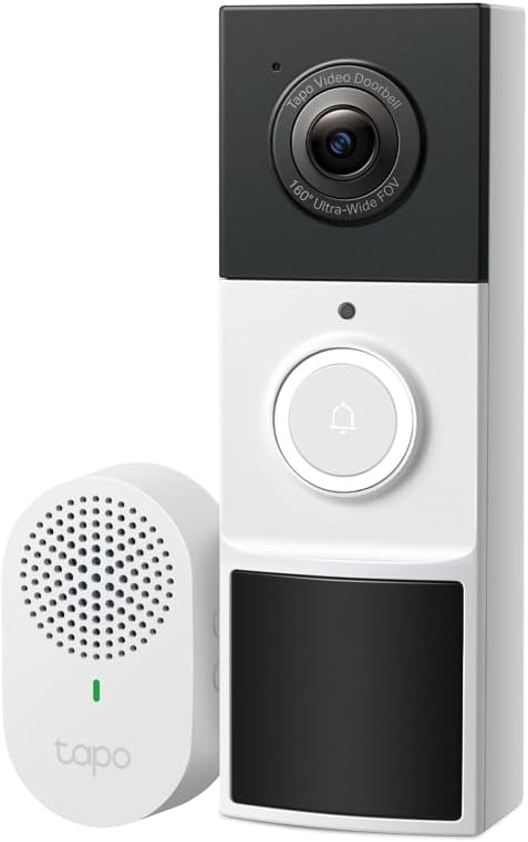 TP-Link Tapo D210, 2K 3MP, Battery Powered, Two-Way Talk, IP64, Cloud/Local Storage, Works with Alexa and Google Home, Easy Installation, Tapo Smart Video Colour Night Vision Supported Doorbell