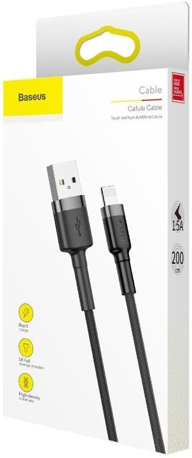 Baseus Cafule USB Cable for Lightning, 1.5A, 2m, Gray/Black — Grey + Black