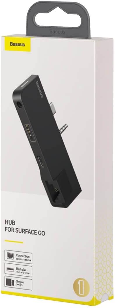 Baseus Multifunctional HUB for Surface Go (Type-C + Audio to RJ45 USB3.0 Type-C (data) Audio) Black — Black