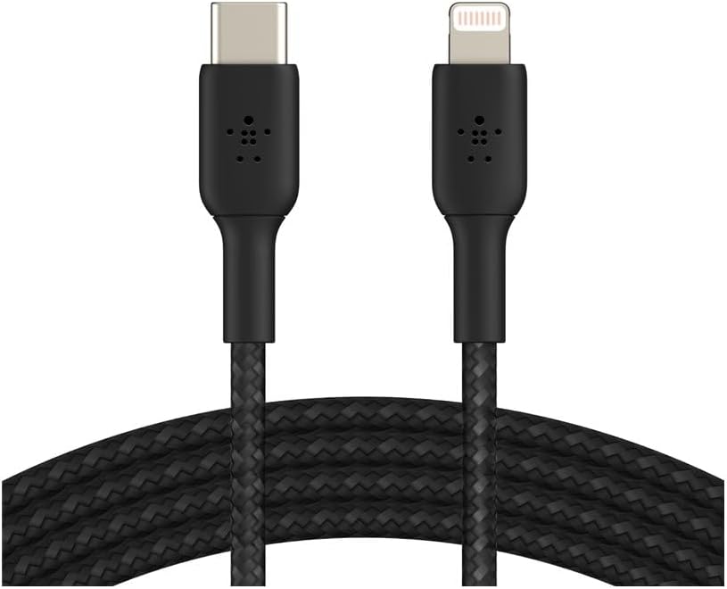 Belkin Braided USB-C to Lightning Cable (iPhone Fast Charging Cable for iPhone 14, 13, 12 or earlier) Boost Charge MFi-Certified iPhone USB-C Cable (1m, Black)