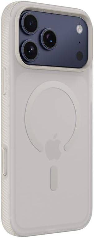Belkin SheerForce Grip MagSafe Compatible iPhone 17 Pro Max Case with Slim Design & Anti-Slip Side Lines - Magnetic, Transparent, & Shockproof Protective iPhone Case - Sand
