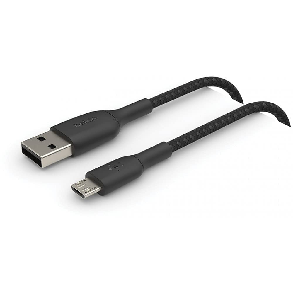 Belkin Micro-Usb Cable For Portable Speakers; Power Banks; Ereaders; And More (Braided Usb-A To Micro-Usb Cable; 3.3 Ft. / 1 M; Black) Cab007Bt1Mbk