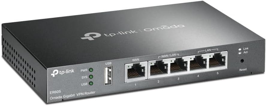 TP-Link ER605 (TL-R605) | Multi-WAN Wired Single_Band 1000 Mbps VPN Router | Up to 3 Gigabit WAN Ports | SPI Firewall SMB Router | Omada SDN Integrated | Load Balance | Lightning Protection