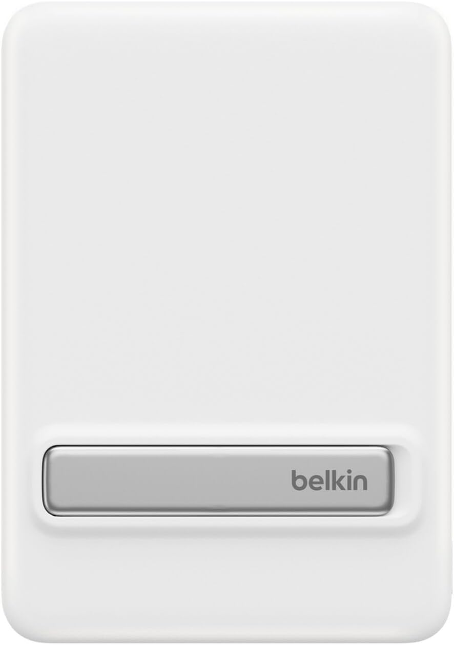Belkin BoostCharge Portable Charger Qi2 15W, Slim Magnetic Power Bank 5000mAh with Kickstand, USB C Cable Included, Fast Charging Battery Pack for iPhone, AirPods, Galaxy, Pixel, iPad & More - White