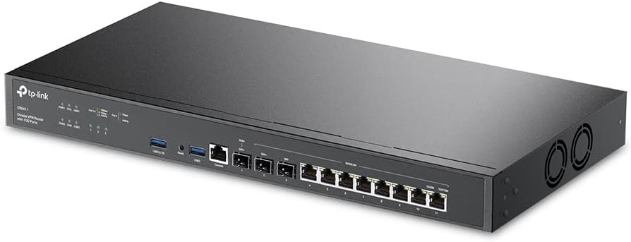 TP-Link ER8411 | Enterprise Wired 10G VPN Router | Up to 10 WAN Ports | High Network Capacity | SPI Firewall | Omada SDN Integrated | Load Balance | Lightning Protection | Limited Lifetime Protection