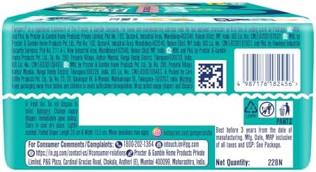 Pampers All round Protection Pants, Medium size baby Diapers, (M) 228 Count Lotion with Aloe Vera