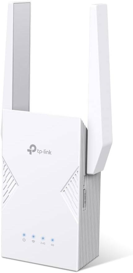 TP-Link WiFi 7 RE225BE Dual-Band WiFi Repeater BE3600Mbps, 1 Gigabit Port, Powerful for Home, Compatible with All Internet Boxes, 2 Outdoor Antennas, 160MHz, MLO, 4K-QAM, Multi-Rus