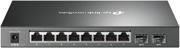 TP-Link JetStream 8-Port Gigabit Smart PoE+ Switch with 2 SFP Slots, Supports 8 Gigabit PoE Ports, 58W Budget, Fanless (TL-SG2210P)