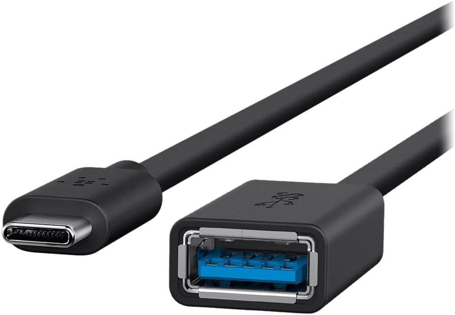 Belkin USB 3.0 USB-C to USB-A Adapter (USB-IF Certified, 5 Gbps, Compatible with MacBook, MacBook Pro), Black