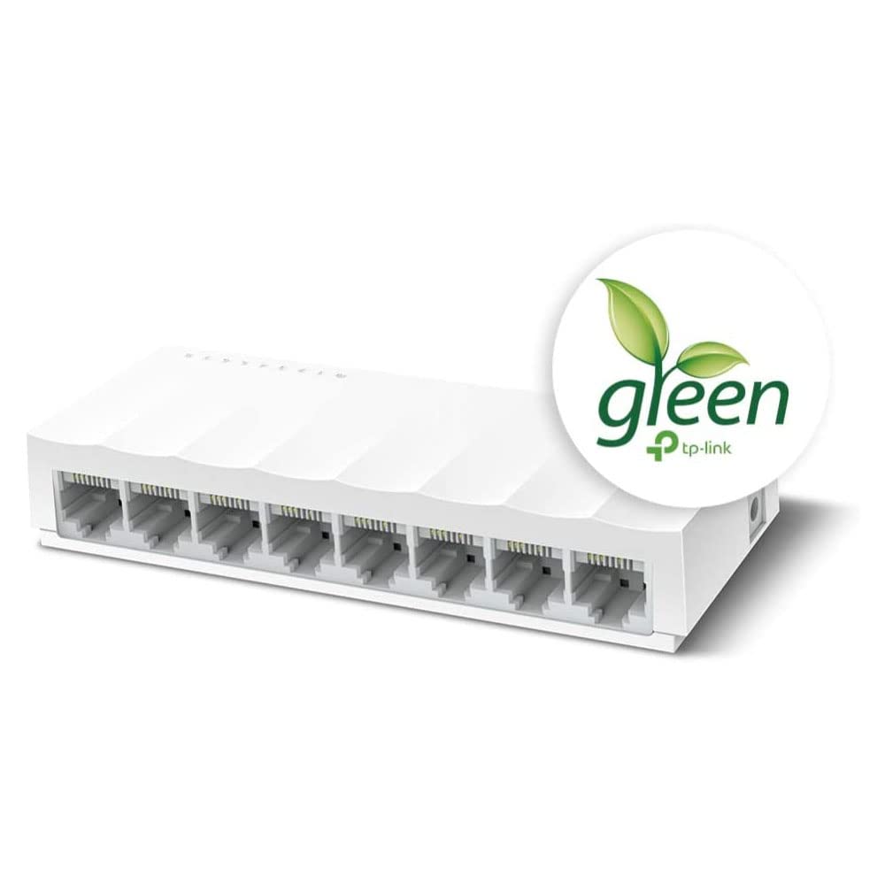 TP-Link LS1008 8-Port Desktop/Wallmount 10/100Mbps Network switch/hub, ETHERNET SPLITTER, Plug and Play, Plastic Case,Black