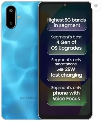 SAMSUNG Galaxy F06 5G (Bahama Blue, 128 GB) (4 GB RAM)| Dimensity 6300 Processor| 50MP Dual Camera | 8MP Front Camera | 5000mAh Battery | 25W Fast Charging | 90Hz Display | Dual Sim