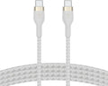 Belkin Fast Charge Pro Flex Braided USB C charger cable, USB-IF certified Power Delivery PD type C fast charging cable for iPhone 16, 15, Galaxy S24, S23, MacBook Pro, iPad, Pixel and more – 1m, white