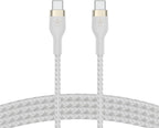 Belkin Fast Charge Pro Flex Braided USB C charger cable, USB-IF certified Power Delivery PD type C fast charging cable for iPhone 16, 15, Galaxy S24, S23, MacBook Pro, iPad, Pixel and more – 1m, white