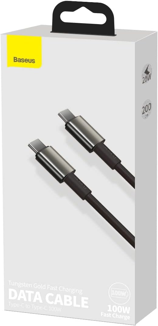 Baseus Tungsten Gold Fast Charging Data Cable Type-C to Type-C 100W 2m Black — Black