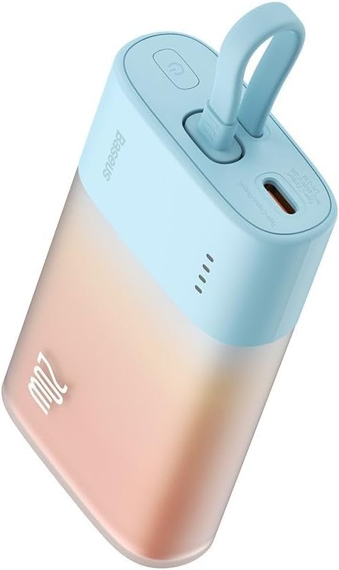 Baseus Popsicle Mini Fast 5.2k Power Bank 5,200mAh with Built-in USB-C Cable, Orange — Orange