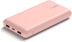 Belkin USB C Portable Charger 20000 mAh, 20K Power Bank with USB Type C Input Output Port and 2 USB A Ports with Included USB C to A Cable for iPhone, Galaxy, and More – Rose Gold