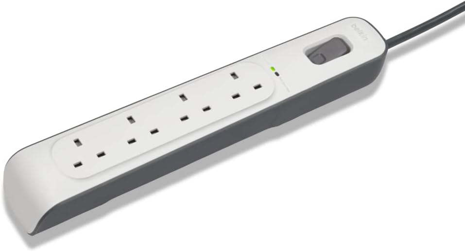 Belkin 4 Way/4 Plug Surge Protection Strip With 2 Meters Cord Length - Heavy Duty Electrical Extension Socket