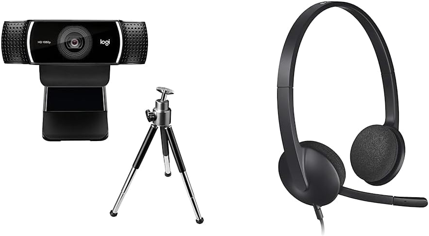 Logitech C922 Webcam and H340 Headset Bundle — Black
