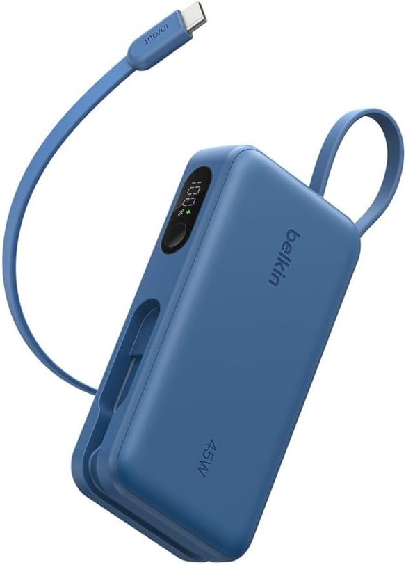 Belkin UltraCharge 10000mAh 45W PowerBank with USB-C Cable and Display-Blue