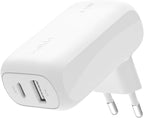 Belkin BoostCharge 42W Dual Port Wall Charger, USB-C + USB-A Charger Fast Charging for iPhone 15, 15 Plus, 15 Pro Max, 14, 14 Pro Max, 13, Galaxy S24, Plus, Ultra, iPad, AirPods & More - White