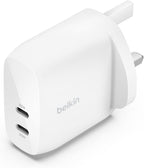 Belkin BoostCharge 60W Dual USB-C plug with PPS, Fast Charger USB-C