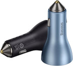 Baseus Fast Car Charger USB-A car charger 2x USB-C 65W Dark grey Fast Charging Car Power Adapter — Dark Grey