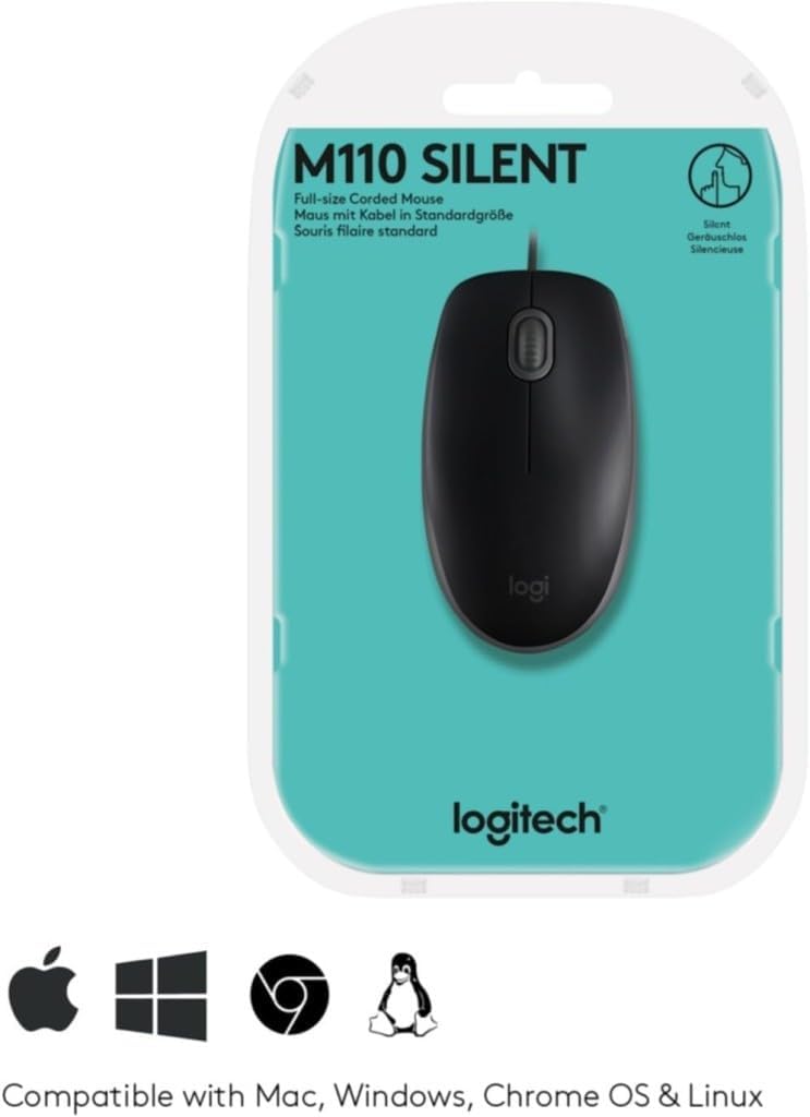 Logitech B110 Silent Wired Mouse — Black
